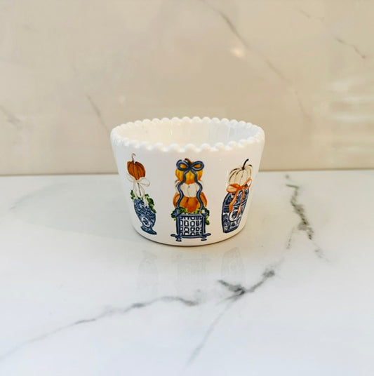 Triple Pumpkin Topiary Ramekin