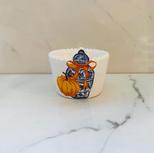 Blue and White Ginger Jar and Pumpkin Ramekin