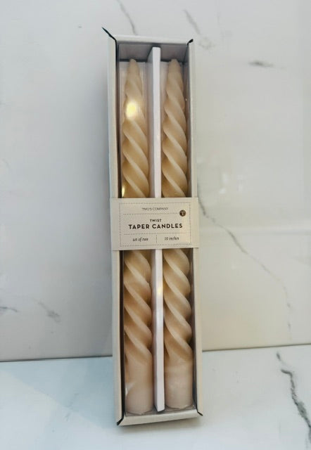 Cream Twist Taper Candles