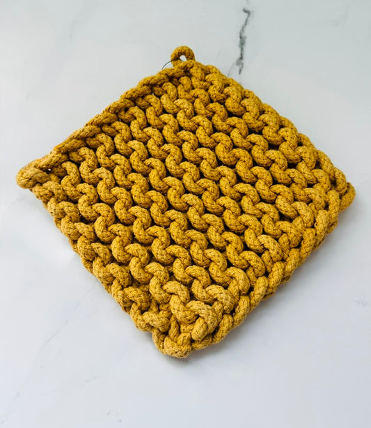 Mustard Yellow 8" Square Crocheted Pot Holder