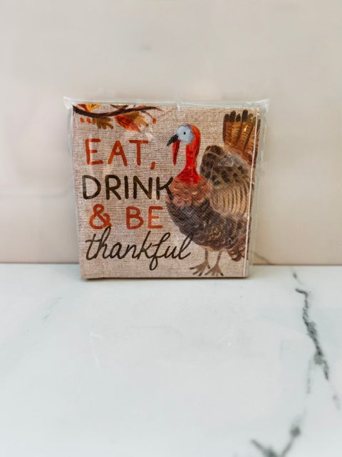 Eat, Drink and Be Thankful Cocktail Napkins