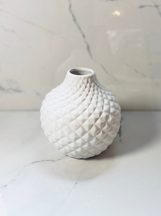 Medium White Diamond Ceramic Vase