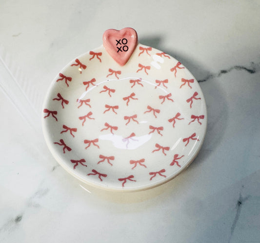 Pink Heart Tidbit Dish