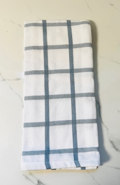 Dusty Blue Windowpane Dishtowel