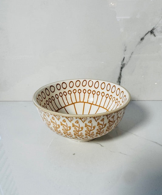 Terracotta and White Hand Painted Bowl