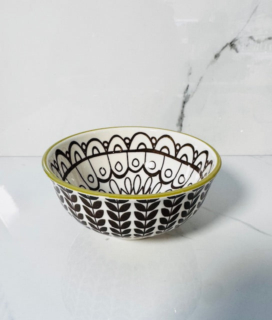 Cocoa and White Handpainted Bowl