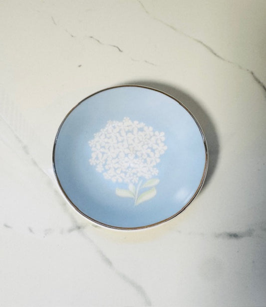 Small Blue with White Hydrangea Trinket Tray