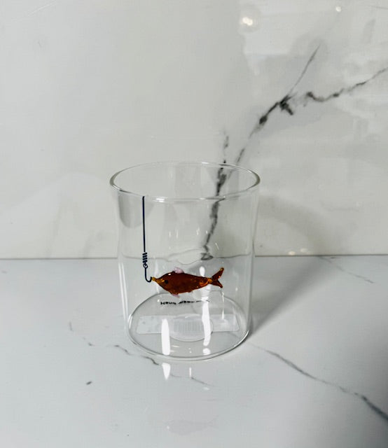 Red Fish on Hook 21oz Glass