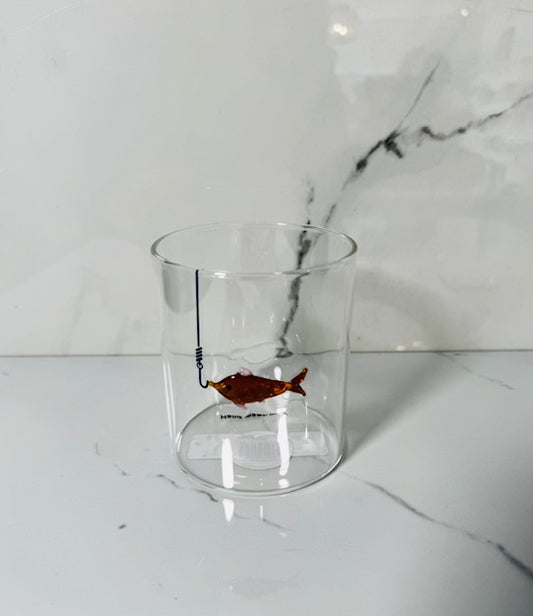 Red Fish on Hook 21oz Glass