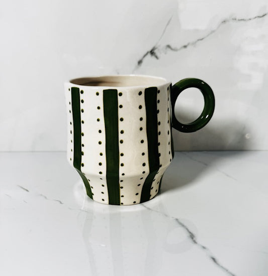 Green and White Dot Mug