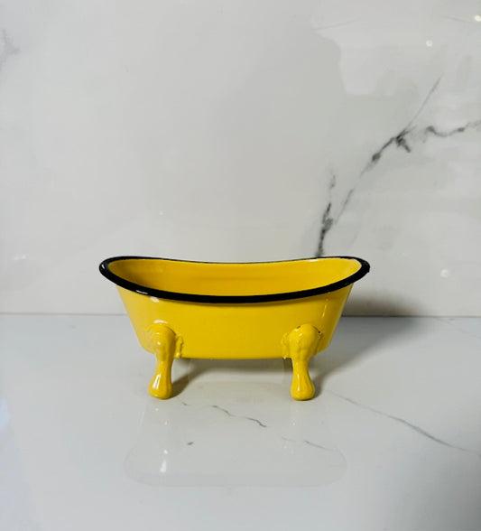 Yellow Metal Bathtub Soap Dish