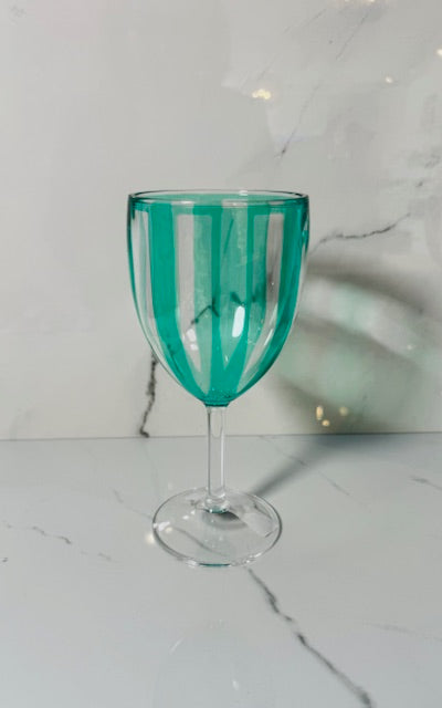 Green Stripe Acrylic Wine Glass
