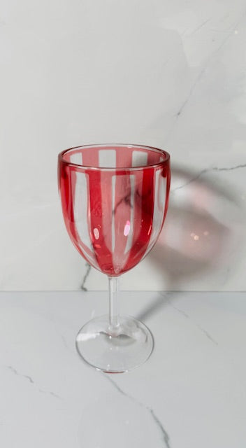 Pink Stripe Acrylic Wine Glass