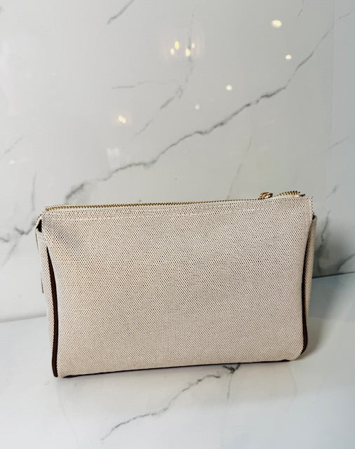 Luxe Linen Large Sand with Coco Lining Zip Bag