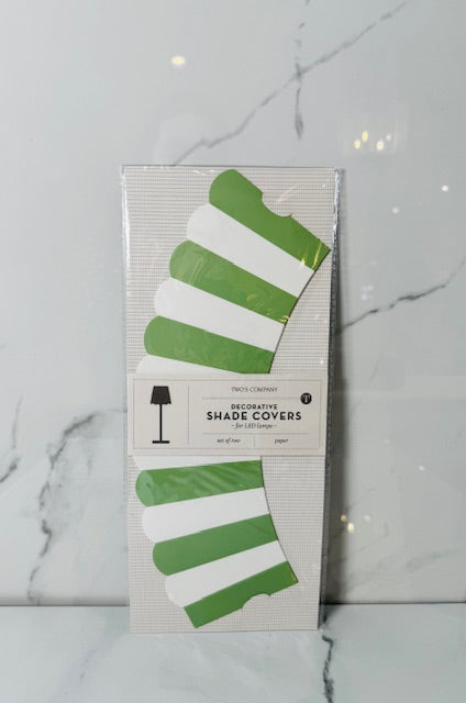 Green and White Stripe Paper Shade Cover