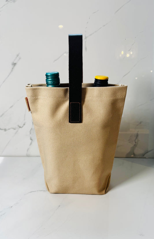 Natural Double Leather Wine Bag