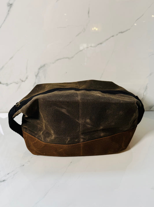 Olive Waxed Dopp Kit