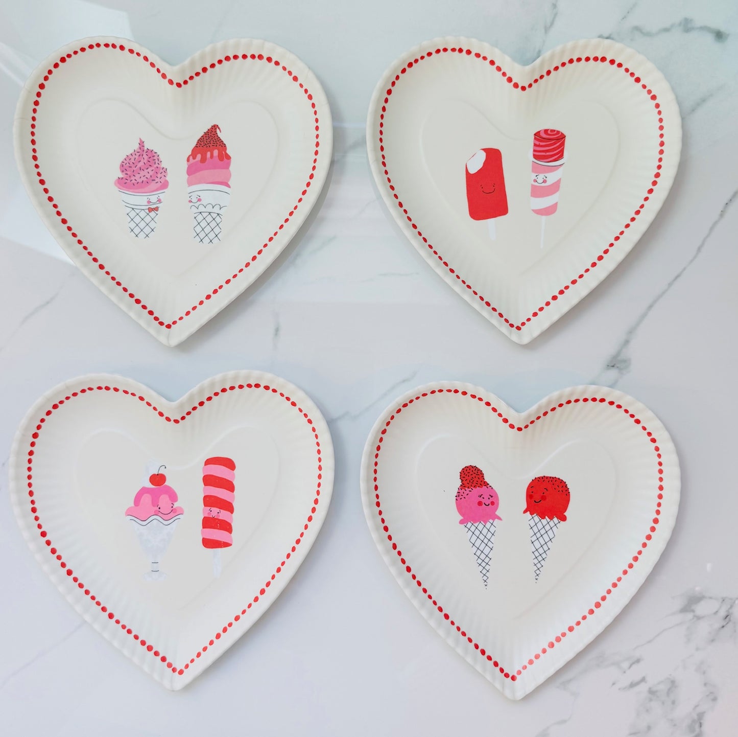 Melamine Heart Plates - set of 4