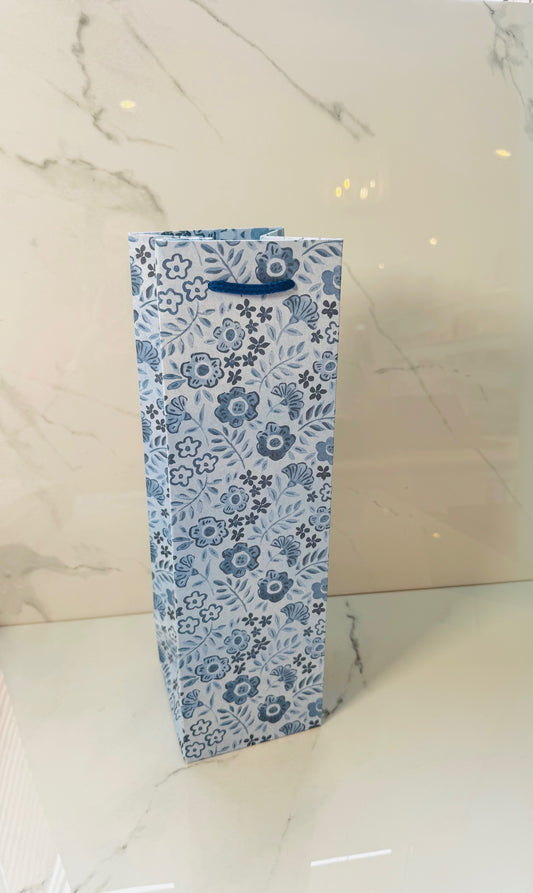 Wine Bag - Blue Flower