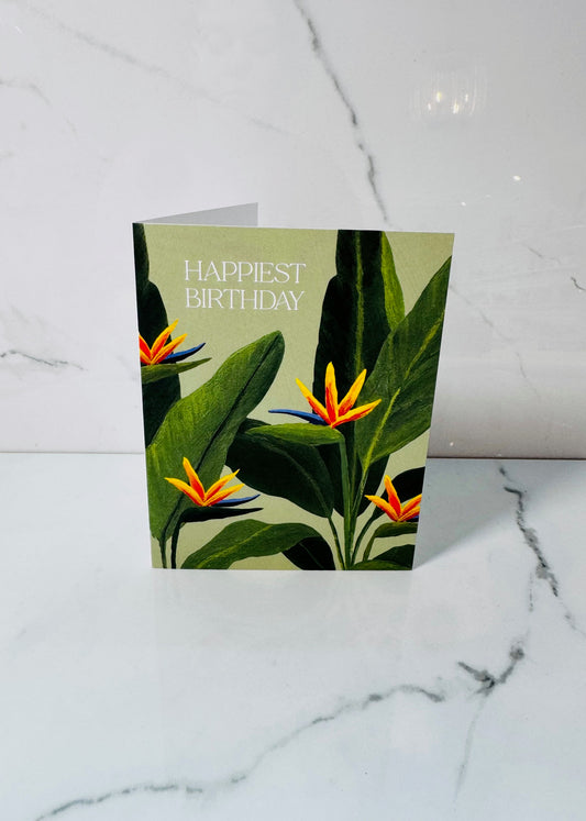 Tropical Bird of Paradise Happy Birthday Card