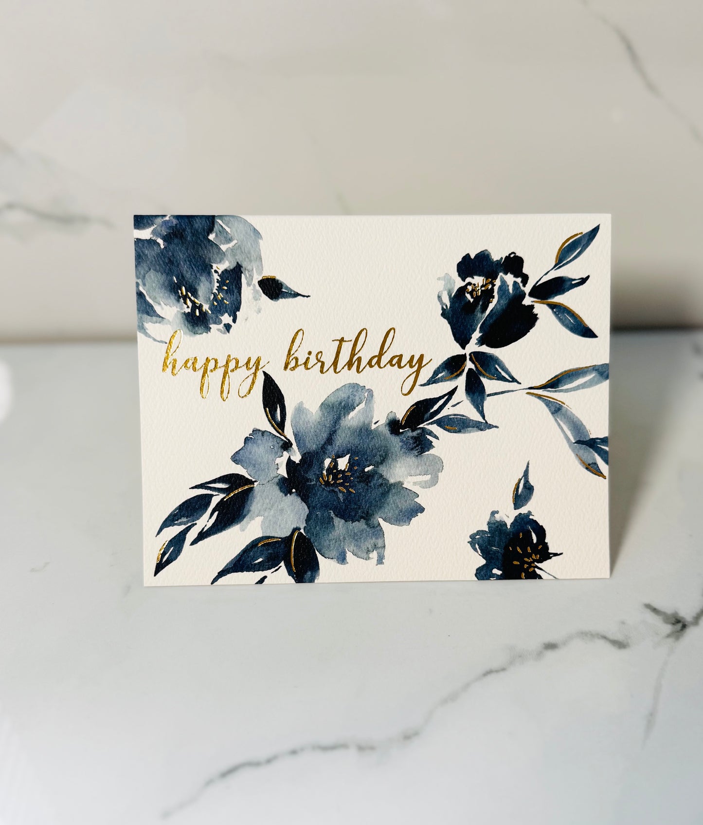 Indigo Floral Birthday Card