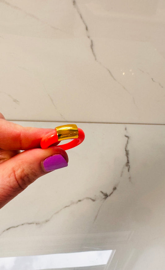 Coral Resin Ring - Size 7