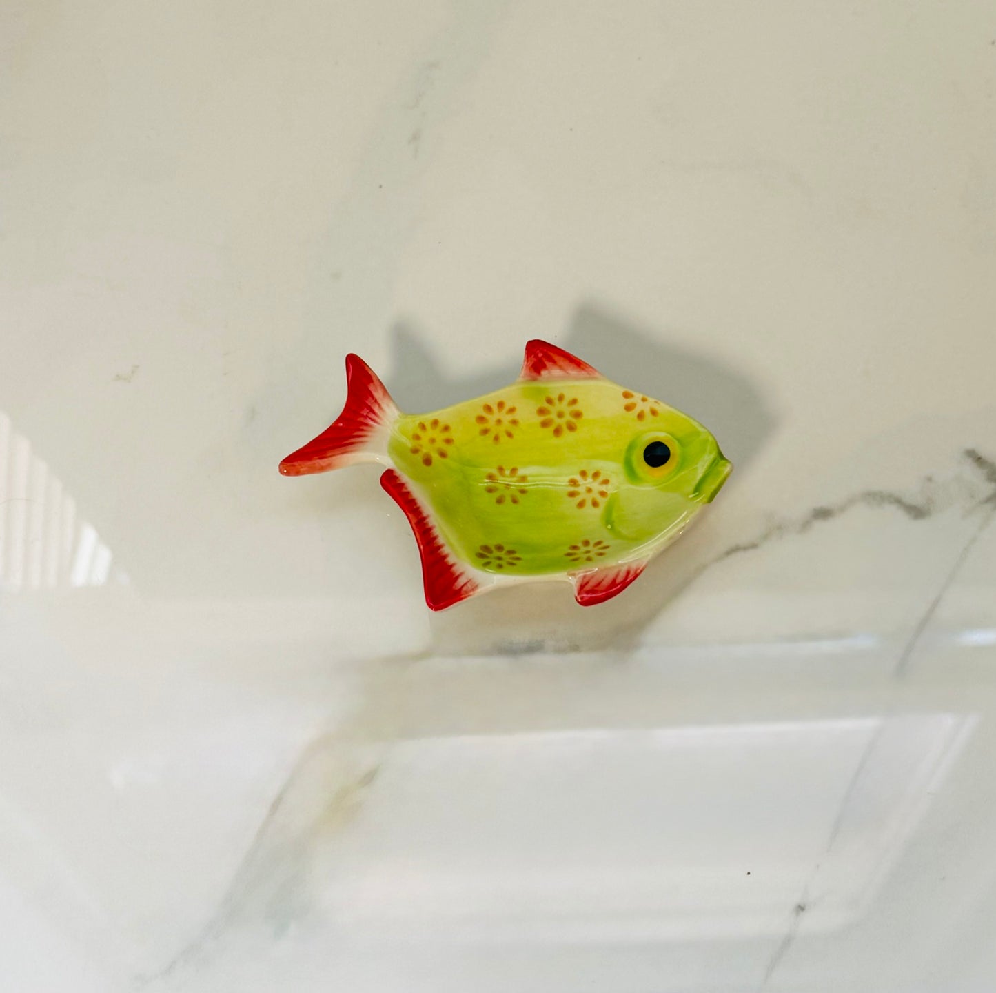 Green and Red Floral Fish Tidbit Dish