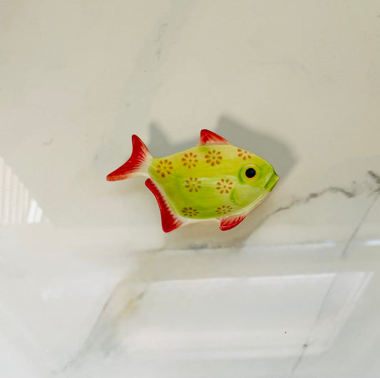 Green and Red Floral Fish Tidbit Dish