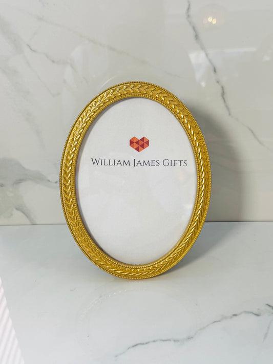 Large Laurel Wreath Oval Gold Photo Frame