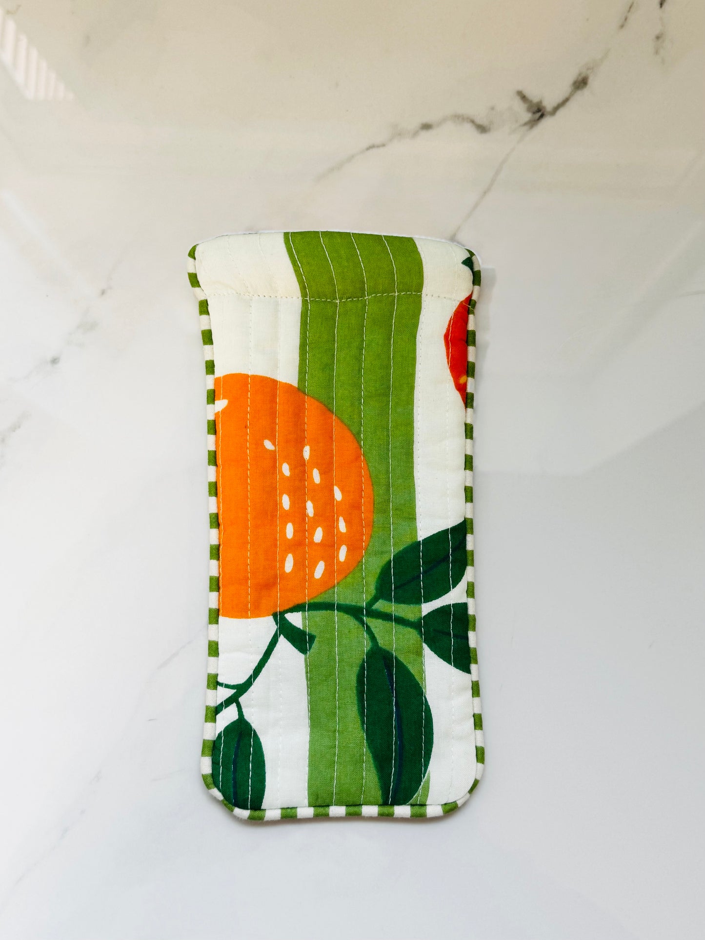 Green and White Stripe Orange Grove Eyeglass Case