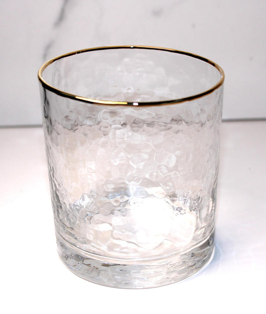 Gold Rimmed Rocks Glass