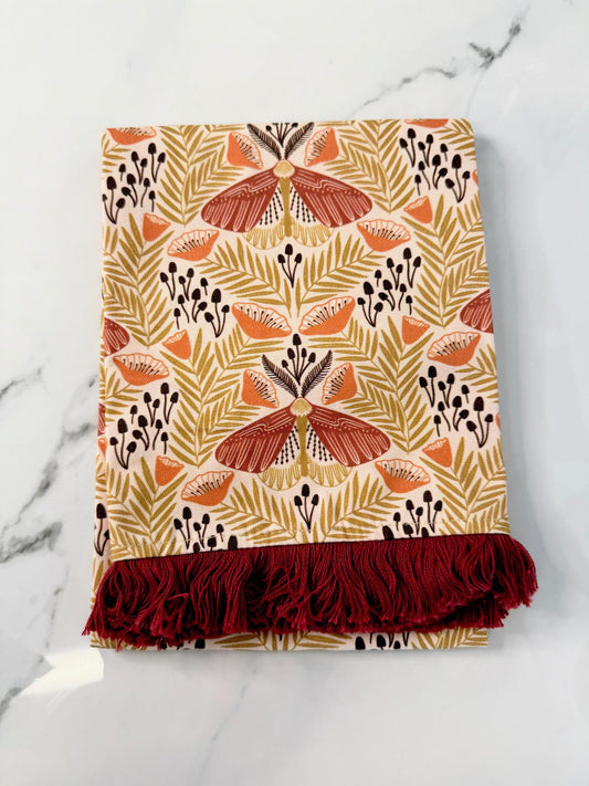 Red And Orange Fringe Tea Towel