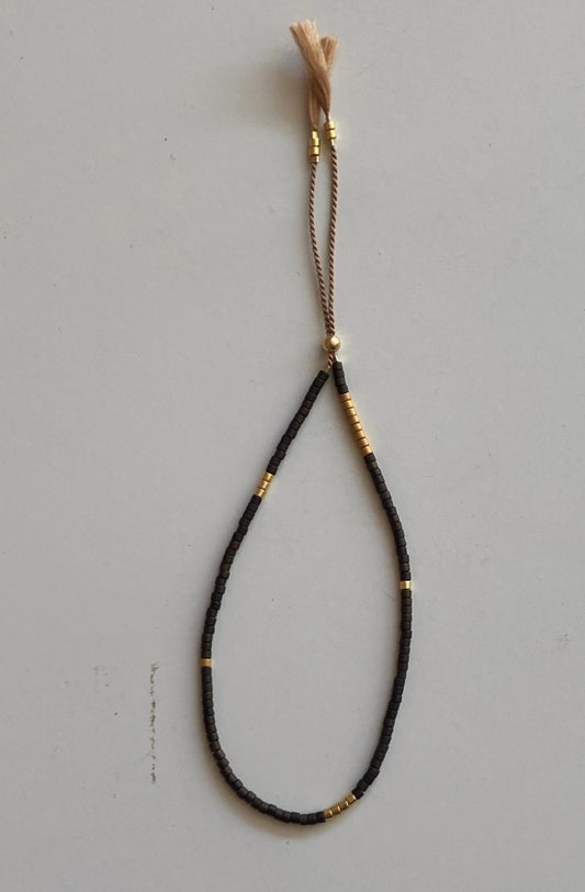 Silk Bead Bracelet - Charcoal