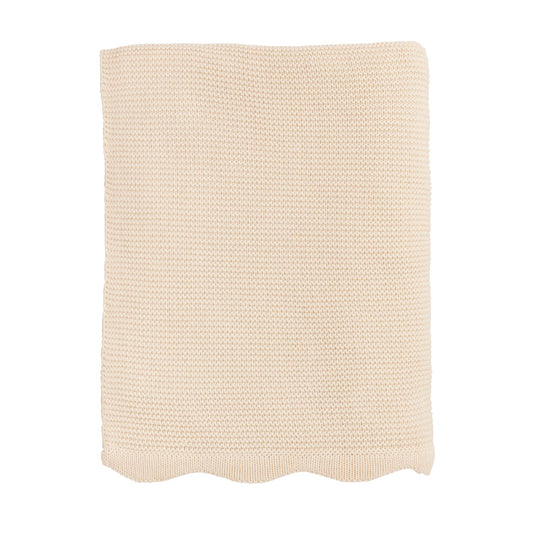 Cream Scalloped Blanket Throw