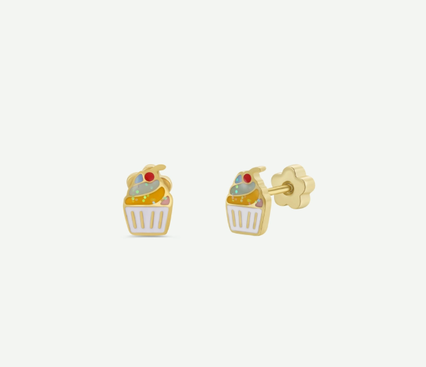 Cupcake Enamel Kids Earrings