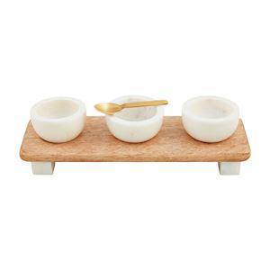 Marble and Wood Tidbit Board Set