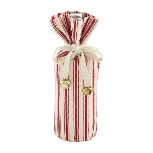 White and Red Stripe Wine Bag