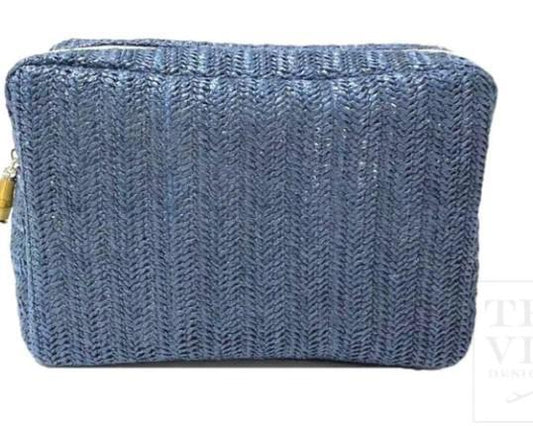 Big Glam Blue Straw Cosmetics Bag