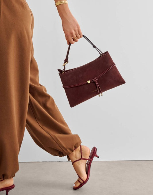 Cherry Suede Crossbody Bag