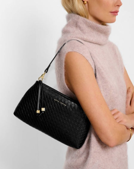 Nova Small Shoulder Bag - Black Woven