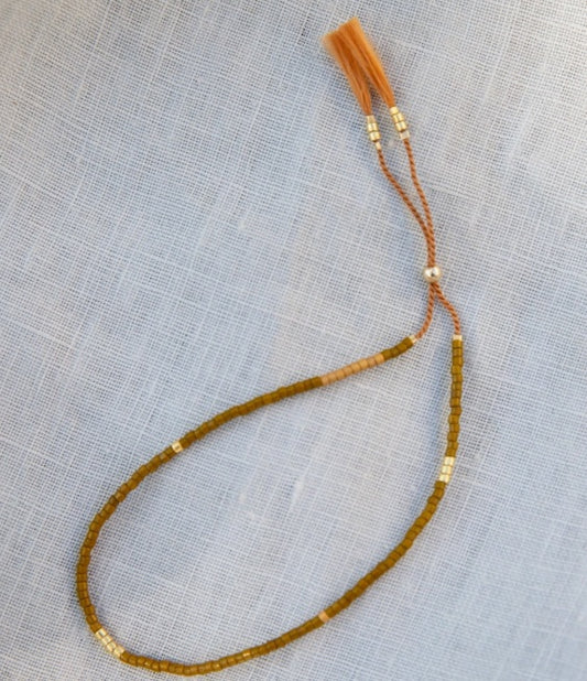 Silk Bead Bracelet - Olive