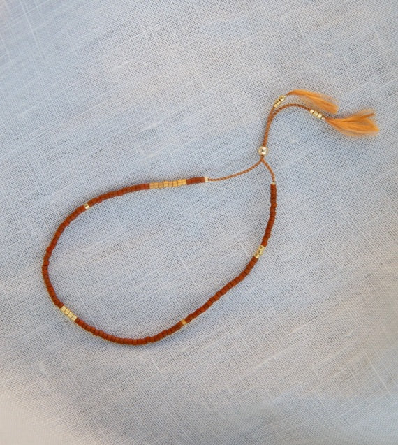 Silk Bead Bracelet - Rust