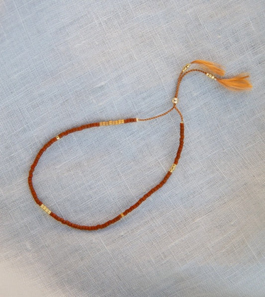 Silk Bead Bracelet - Rust