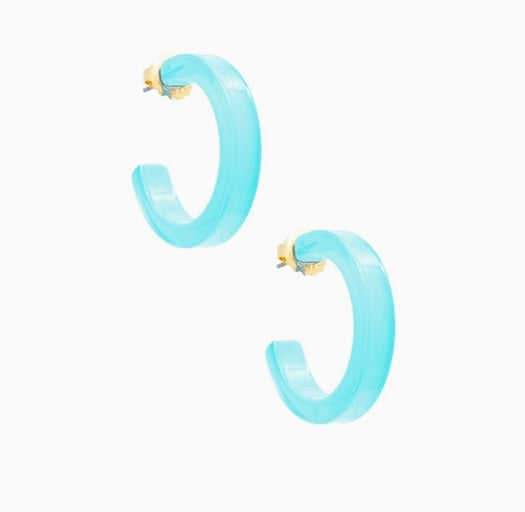 Small Open Resin Hoop Earring - Blue