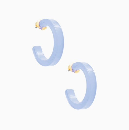 Small Open Resin Hoop Earring - Light Blue