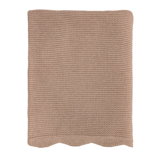 Taupe Scalloped Blanket Throw